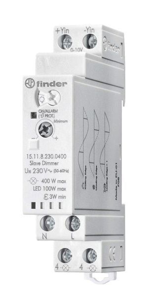 Модульный ведомый электронный диммер (Slave) управление сигналом 0-10В от ведущего диммера (Master) разные типы ламп, до 400Вт питание 230В АC (50Гц) степень защиты IP20 упаковка 1 шт.